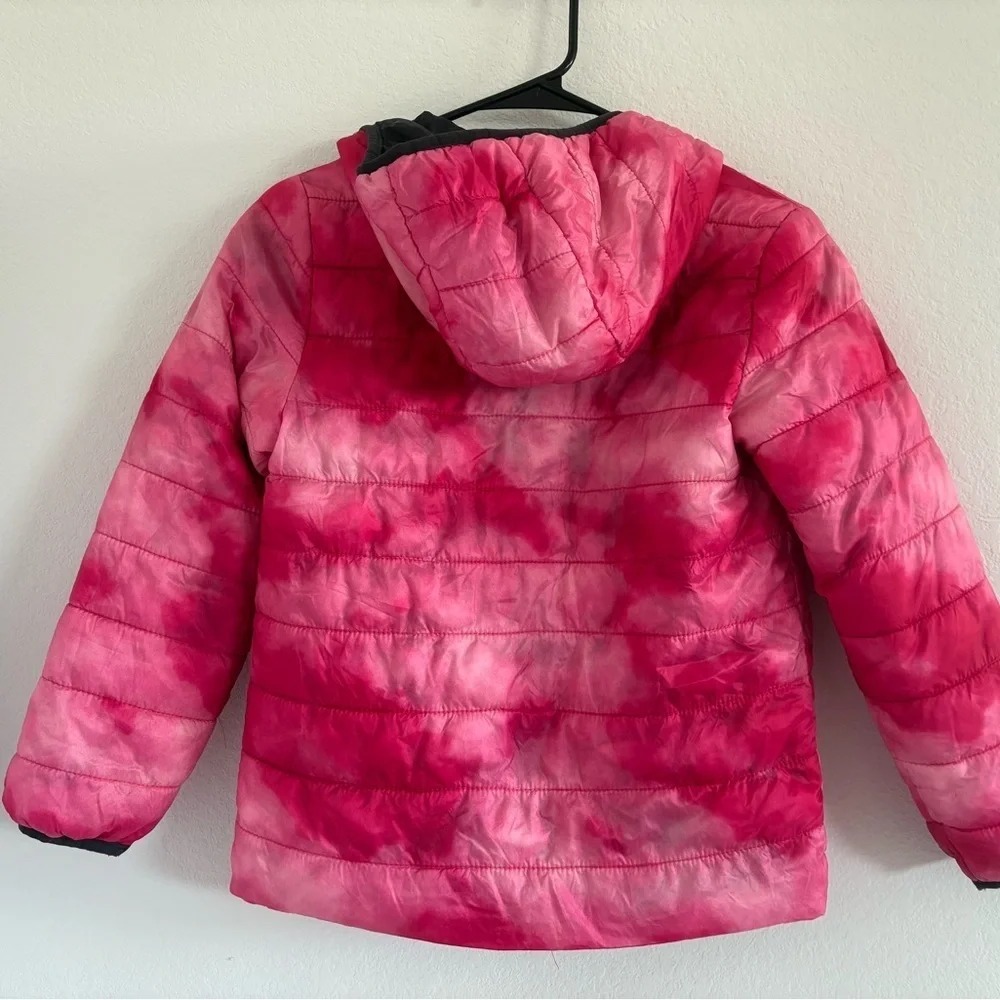 Kids Puffer Jacket Pink Tie Dye